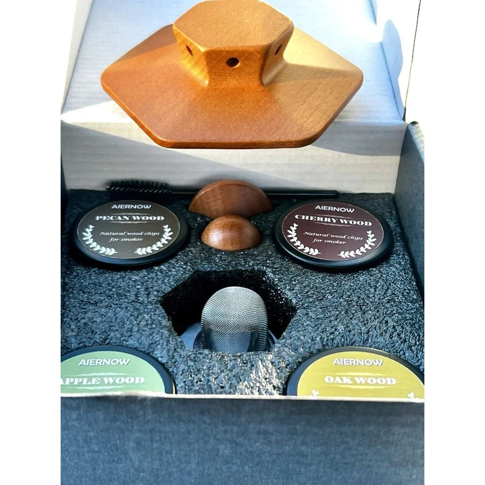 NEW Cocktail Smoker Kit Four Wood Chips for Whiskey Bourbon Cheese Cherry Pecan